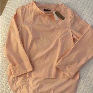 JCrew Pink funnelneck top in cotton poplin